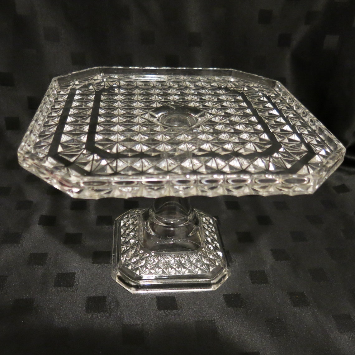 Vintage Patterned Lead Crystal Cake Stand 23 cms diameter Etsy
