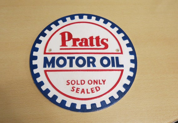 Cast Iron Sign - Motor Oil - Pratts - Man Cave - Gift for Grandad - Gift for Dad - Gift for Son