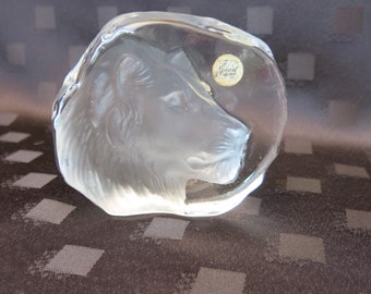 その他 murano glass lion vintage paper weights Lion Glass Paperweight - Lead Crystal - Made in France - Vintage
