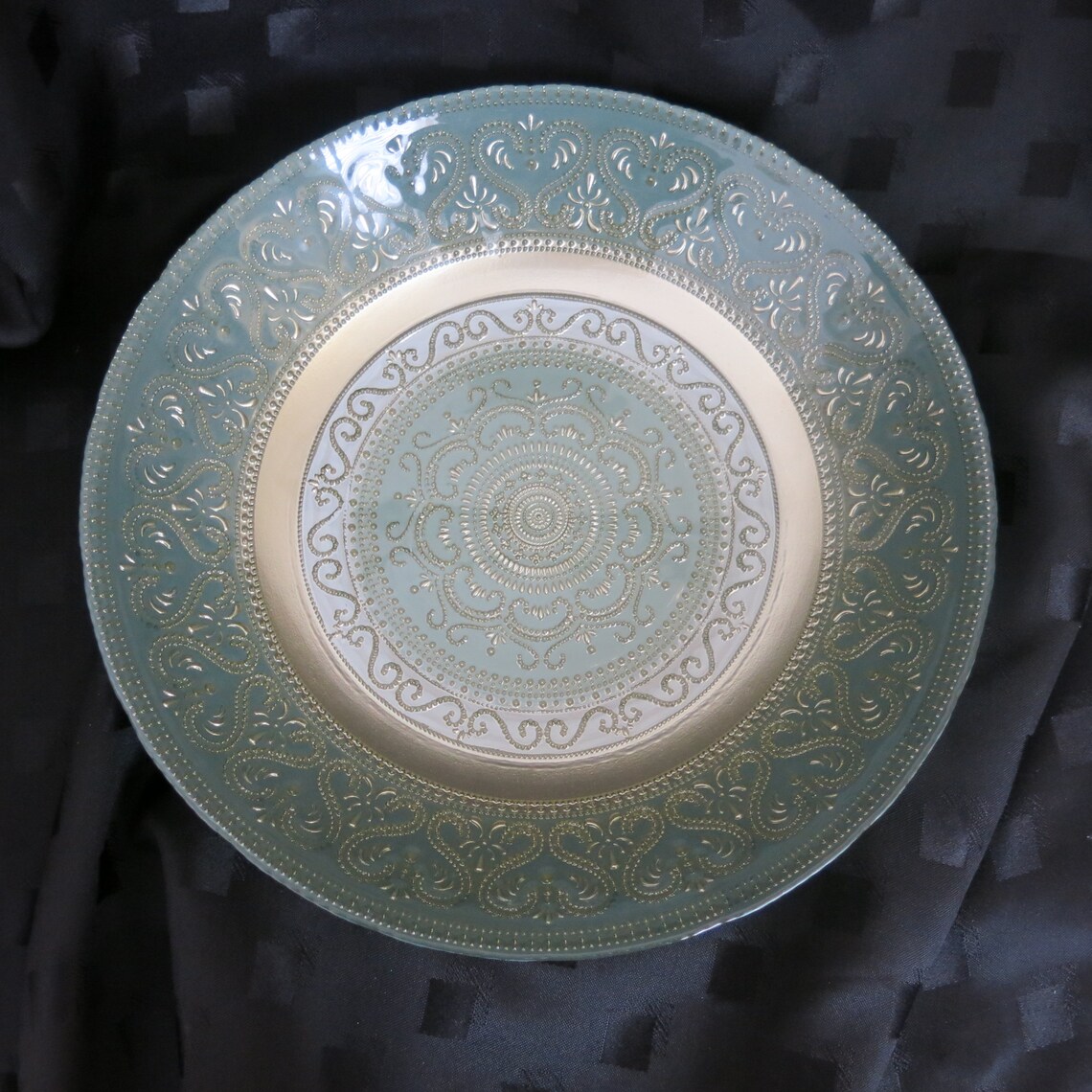 Beautiful Vintage Gold and Green Decorative Bowl Free UK Etsy