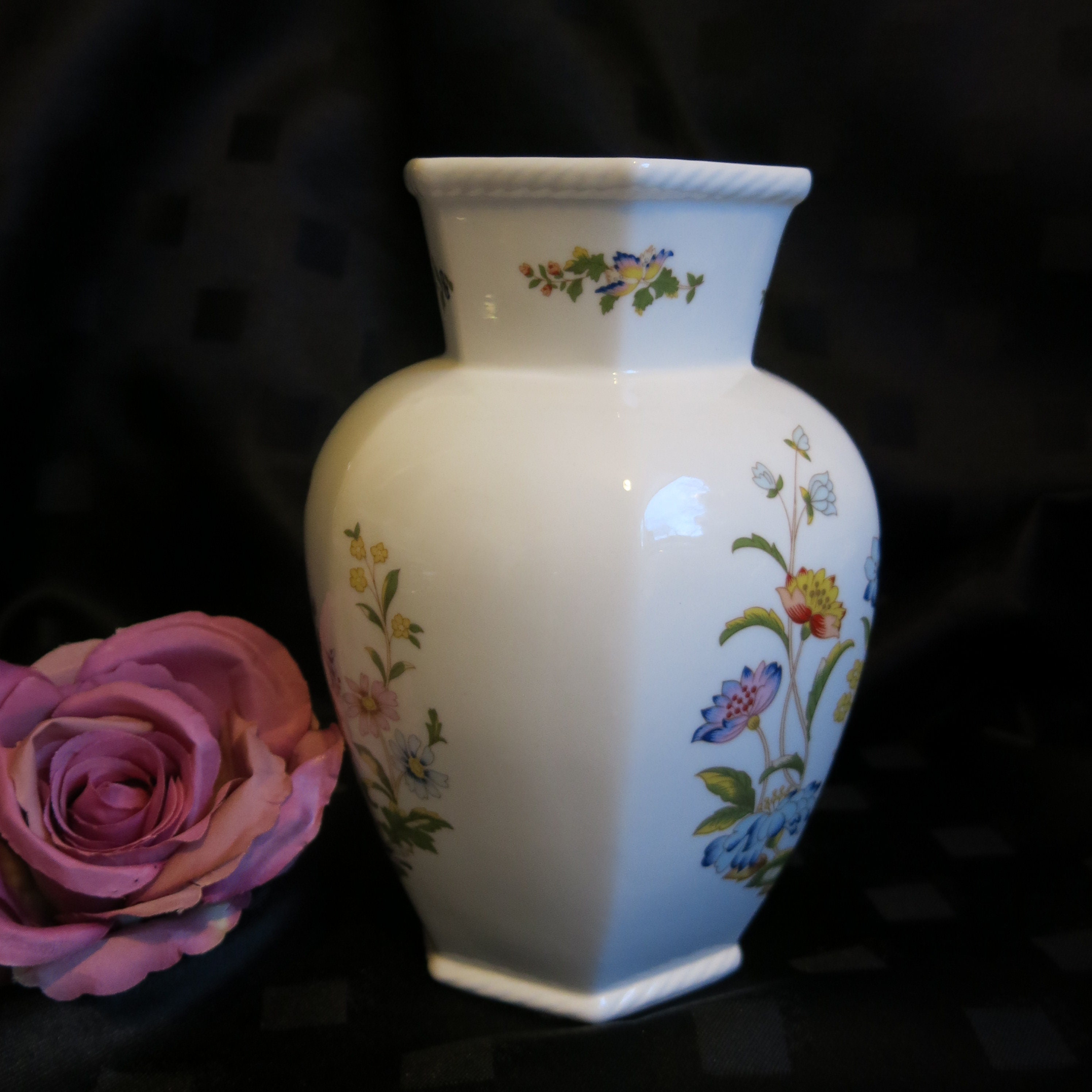 Vintage Aynsley 'cottage Garden' Vase 7 Inch Tall Etsy