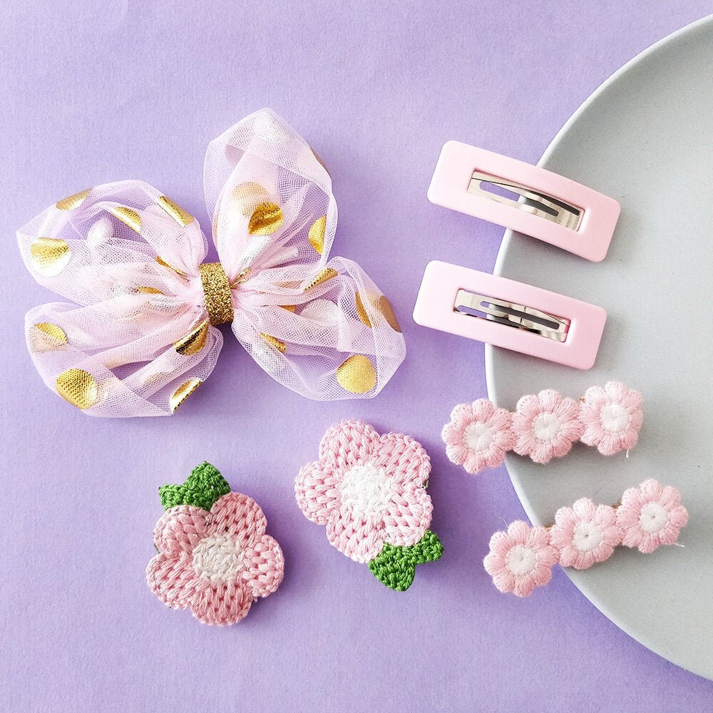 7 Pack Girls Hair Clips Toddler Hair Clips Tulle Hair Bow Etsy