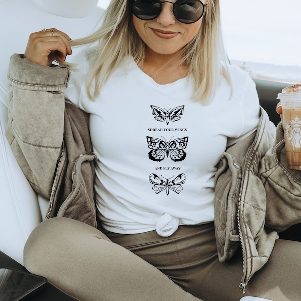 Spread Your Wings And Fly Shirt, Butterfly Shirt, Self Love Shirt, Yoga Shirt, Self Care Shirt, Minimalist Shirt, Aesthetic Shirt, Spiritual