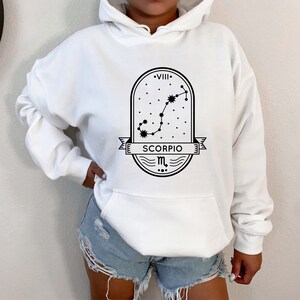 Scorpio Sweatshirt, Minimalist Aesthetic, Zodiac Hoodie, Astrology Pullover, Star Sign Birthday Gifts, Scorpion Water Sign Clothing