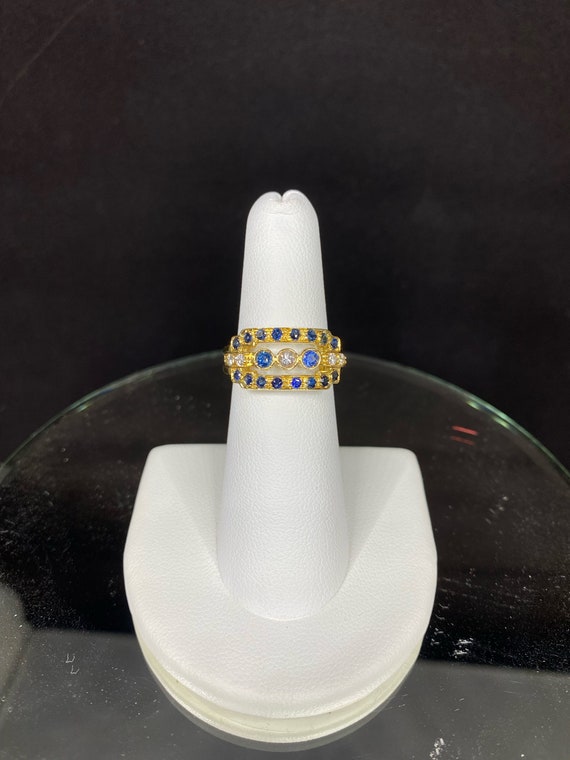 18k Yellow Gold Sapphire Diamond Ring - image 1