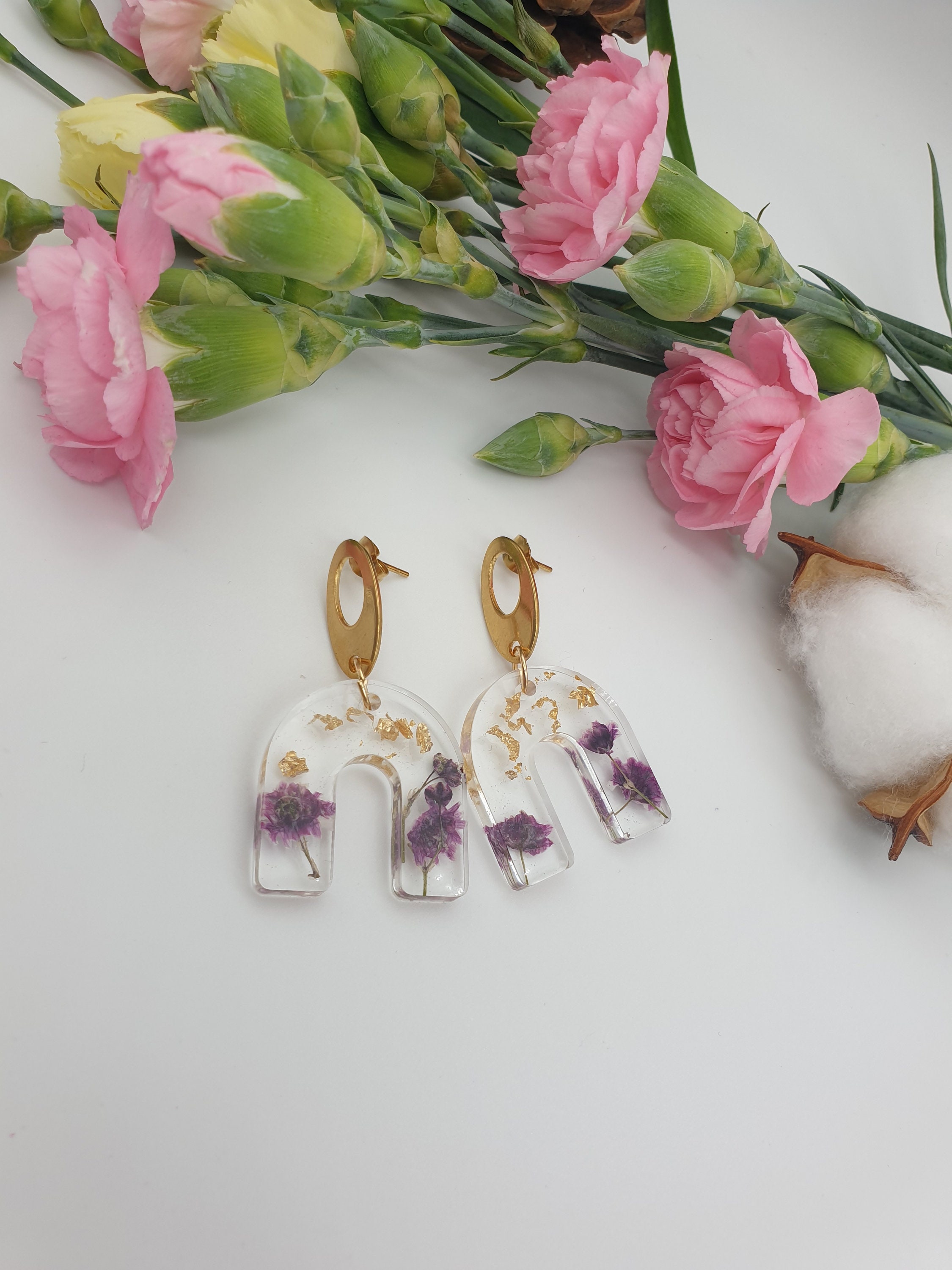 Dried Flower EarringsHandmade Resin EarringsReal Flower Etsy