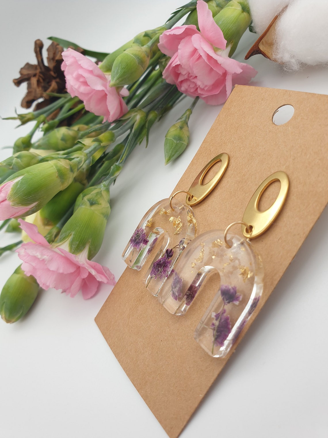 Dried Flower EarringsHandmade Resin EarringsReal Flower Etsy