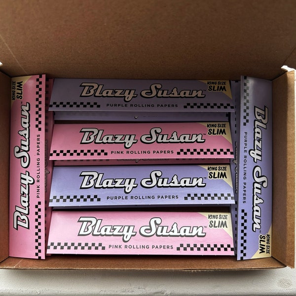6 Blazy Susan Rolling Papers in Pink and Purple / Girly Novelty Feminine Stoner 420 Gift Supplies Hard to Find Specialty US Import
