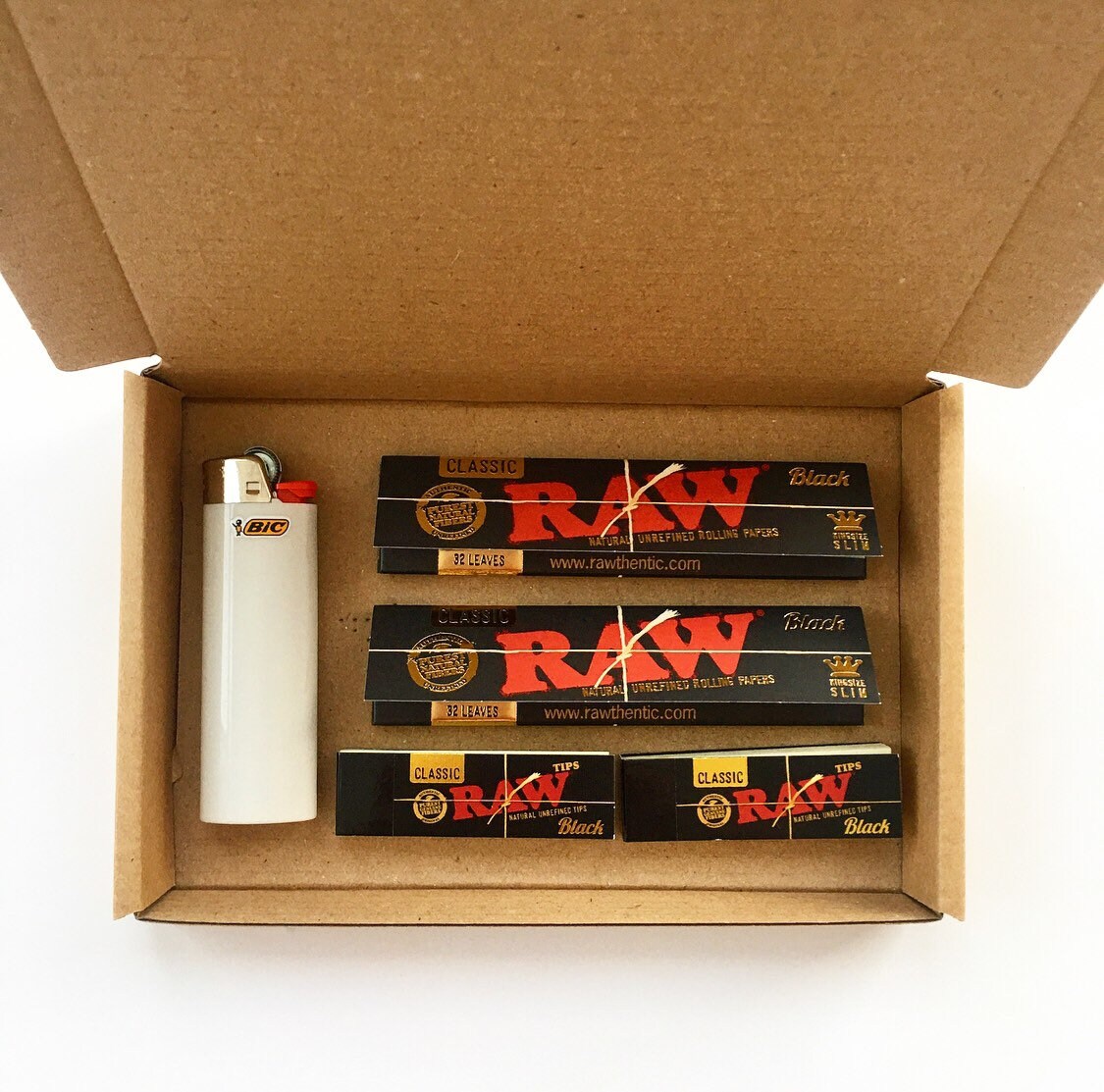 420 Smokers Essentials Kit / Bic Lighter Black Gold Raw Etsy