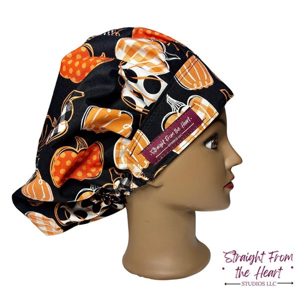 Bouffant Scrub Cap, Bouffant Surgical Cap, Bouffant Women Surgical Cap,Hat, Pumpkin, Pumpkin, Pumpkins