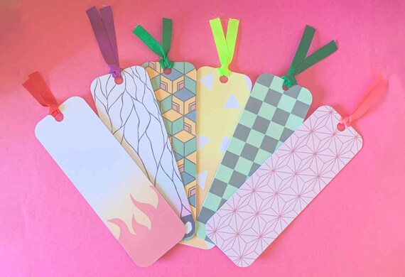 demon anime inspired japanese kimono bookmarks 6 colors etsy