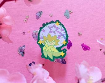 Pegatina de vinilo brillante impermeable estilo espacial Eldegoss / Kawaii de Poke Unite