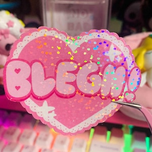 Blegh Metalhead Kawaii Heart Holographic Vinyl Sticker