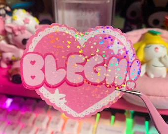 Blegh Metalhead Kawaii Heart Holographic Vinyl Sticker