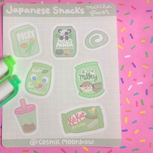 Matcha Green Tea Japanese Snacks Pocky Sticker Sheet | Planner Bullet Journal Scrapbooking