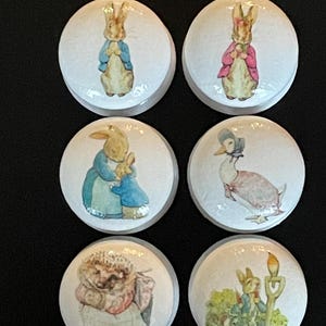Peter Rabbit & Friends decoupaged wooden drawer knobs