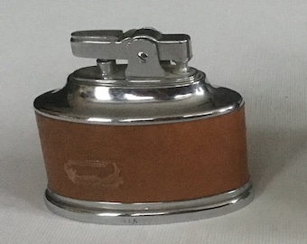Vintage Brown Leather Table Lighter