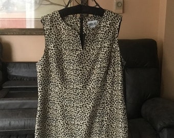 Vintage Robbie Bee Silk Leopard Print Shift Dress