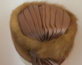 Vintage Hat Mollie Bee Light Brown Fur