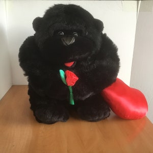 Vintage Large Valentines Gorilla Monkey Plush Toy