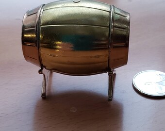 Vintage Miniature Brass Beer Keg Whiskey Barrel Wine Barrel