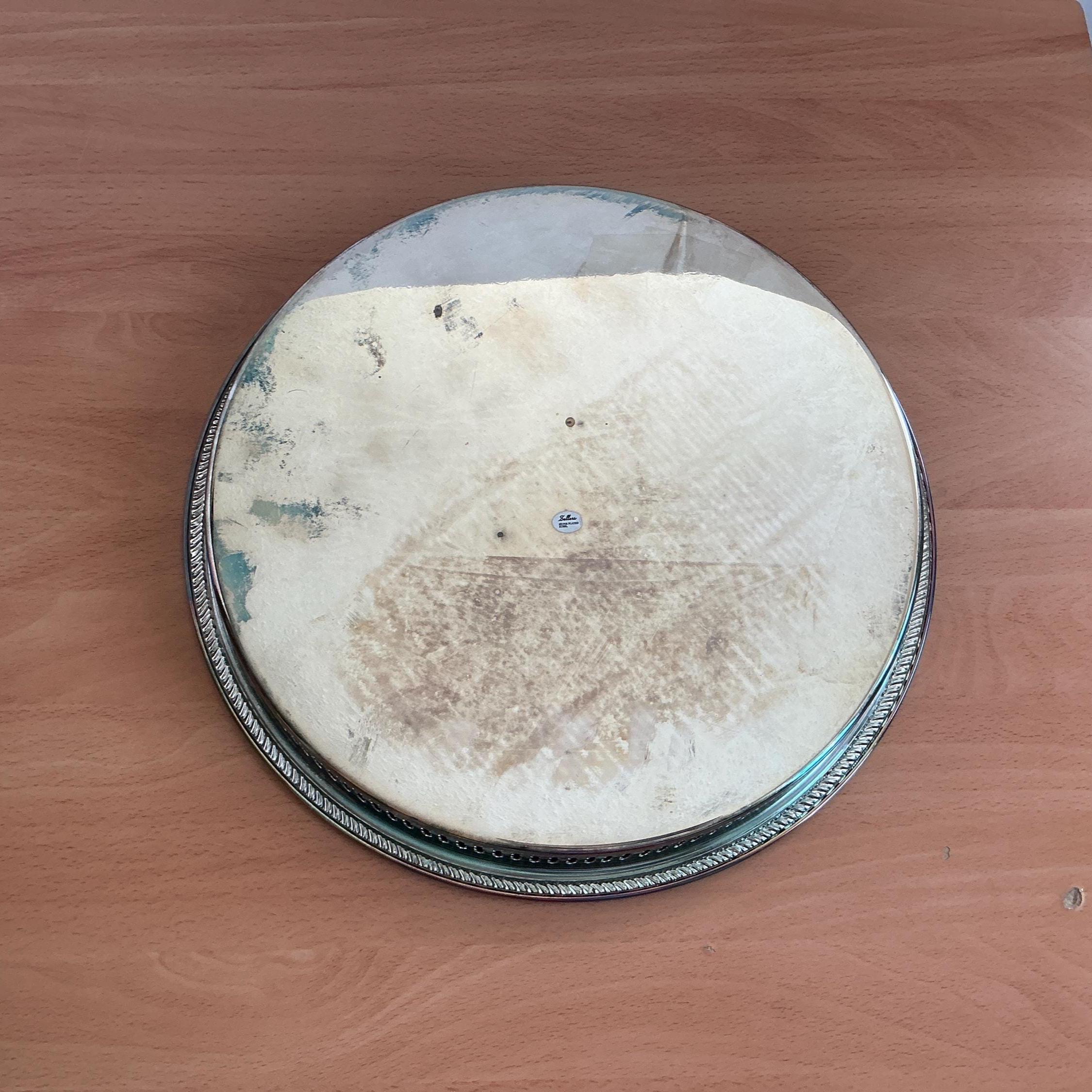 ヴィンテージラウンドシルバーメッキサービングトレイ 12.5インチ