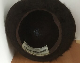 Vintage ultra rare atelier fur hat by  Designer Anita Pineault. Vintage Fluffy Felt Hat Anita Pineault Dark Brown - Etsy Canada main image 4