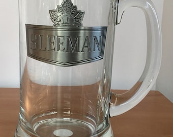 Vintage Clear Glass XL Sleeman Beer Stein