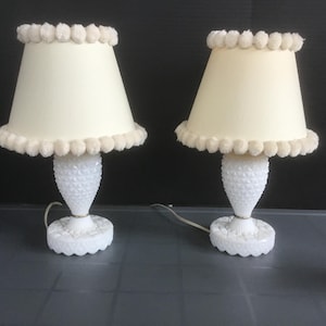 Vintage Pair of Milk Glass Lamps Small
