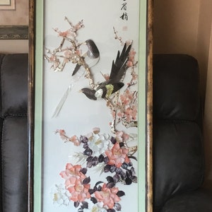 アート用品 花と鳥 貝殻 絵画 アート 真珠