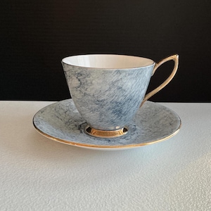 Vintage Royal Albert Tea Cup and Saucer Set Gossamer Blue with Gold Accents