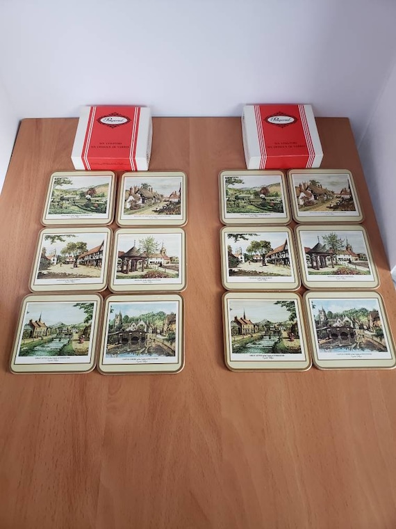 Vintage Pimpernel ENGLISH VILLAGES Set of 6 Coasters Kitchen & Dining Home & Living