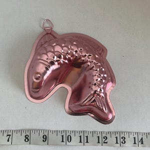 Vintage small Fish Shaped Copper Jelly Jello Molds Kitchen Decor Cake Pans