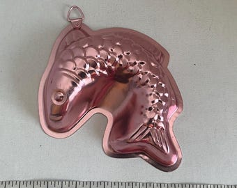 ヴィンテージの小さな魚の形をした銅製のゼリーゼリー型 キッチン 
