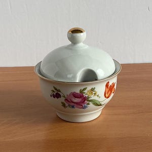 Açucareiro Vintage JL Menau Henneberg Floral Porcelana