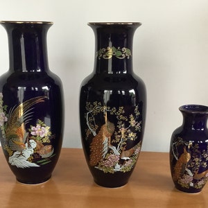 Vintage Japanese Vase Cobalt Blue