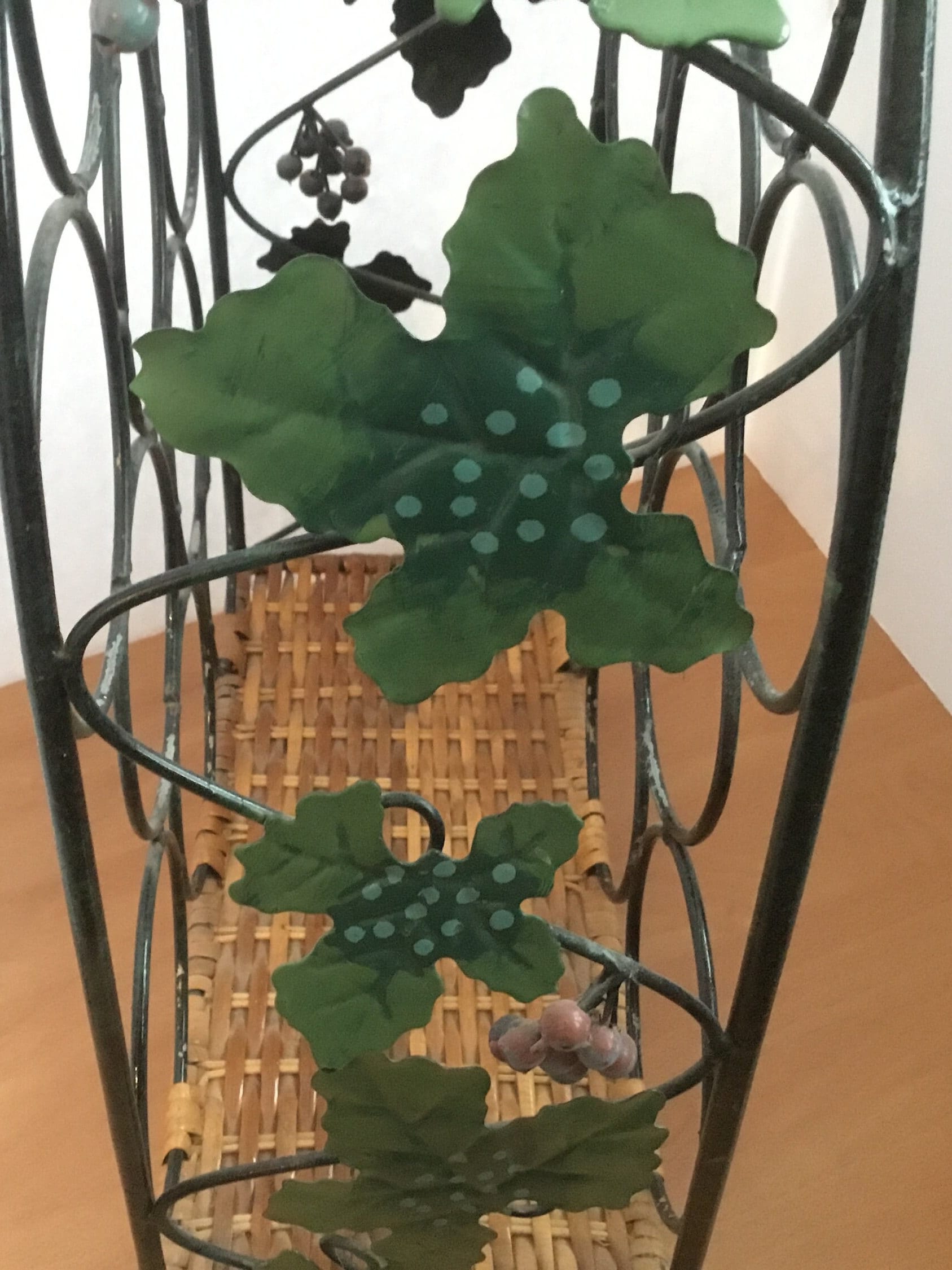 Vintage Wine Rack Black Metal Wicker Grape Vine Ten Bottle Etsy