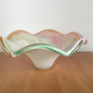 Vintage Glass Pastel Swirl Decorative Bowl 10”