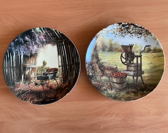 Collector Plates from the Country Nostalgia Series Featuring Artwork of Maurice Harvey
