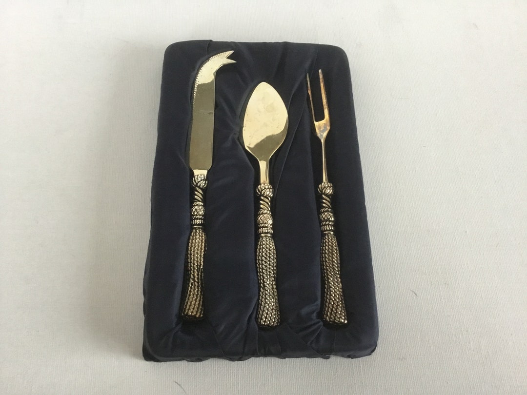 Vintage 3piece Silea Silver Plated Cheese Knife Set Tassel Etsy