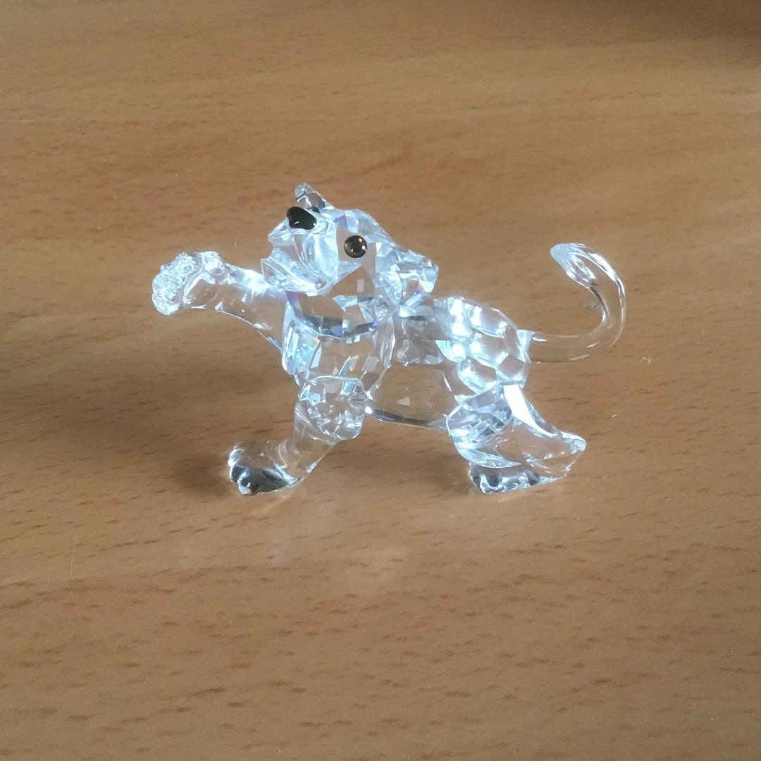 Vintage Swarovski Crystal Lion Cub Figurine Etsy
