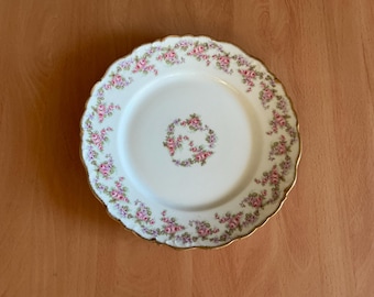 Antique “Elite Works Bridal Wreath” Limoges France Dinner Plate with Gold Rim 9.75”