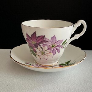 Vintage Royal Ascot Purple Flower Tea Cup and Saucer Set