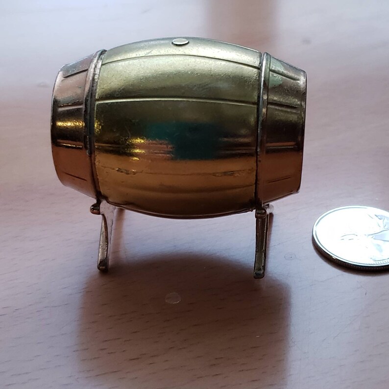 Vintage Miniature Brass Beer Keg Whiskey Barrel Wine Barrel