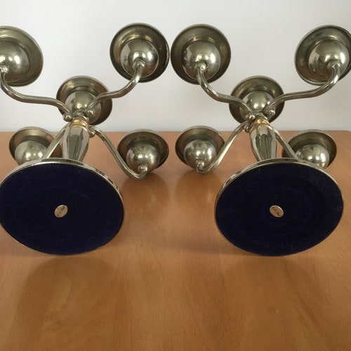 Pair of Vintage 5 Candle shops Candelabra, EP Steel Candle Holder