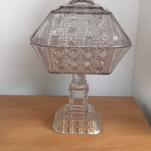 Vintage EAPG Valencia Waffle High Compote with Lid