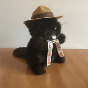 Könnte beinhalten: Ein brauner Plüschbiber, der einen braunen Filzhut mit einem rot-weißen Band trägt, auf dem "RCMP" steht.