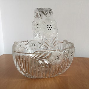 Vintage Decorative Heavy Pressed Glass Basket
