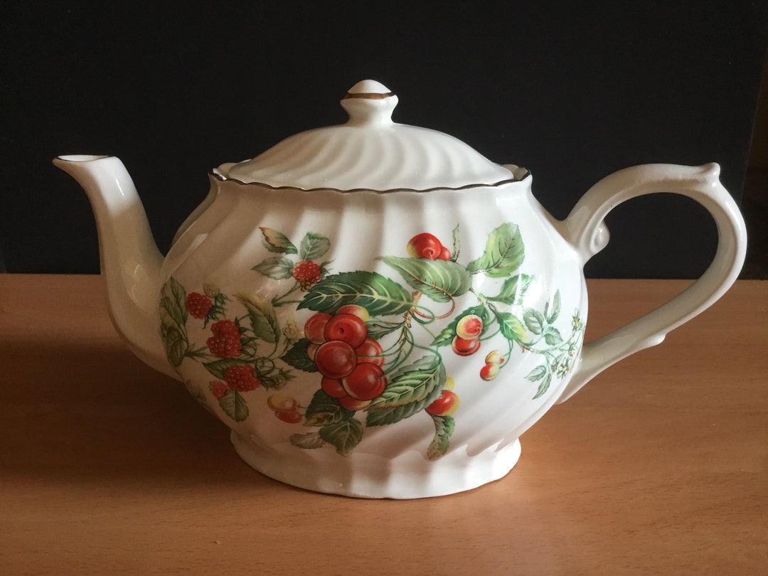 Vintage Arthur Wood and Son Teapot Fruit Pattern Staffordshire England