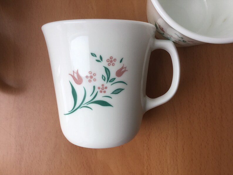 Vintage Corelle Rosemary Mauve Pink Tulip Flowers Coffee Tea Etsy